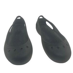 Crocs‎ Black Flats Size W9 Lightweight Slip-On Rubber Shoes